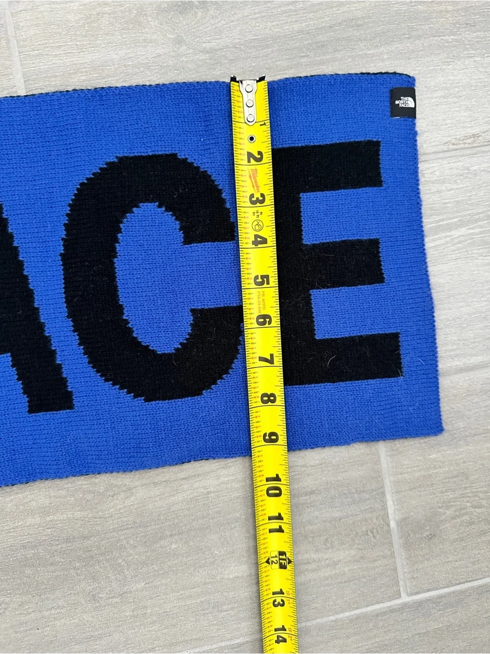 The North Face Unisex Logo Fleece Scarf Blue Black Letters One Size